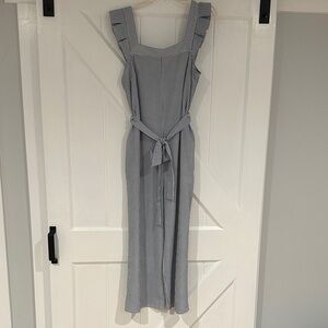 Striped Square Neck Blue and White Jumpsuit